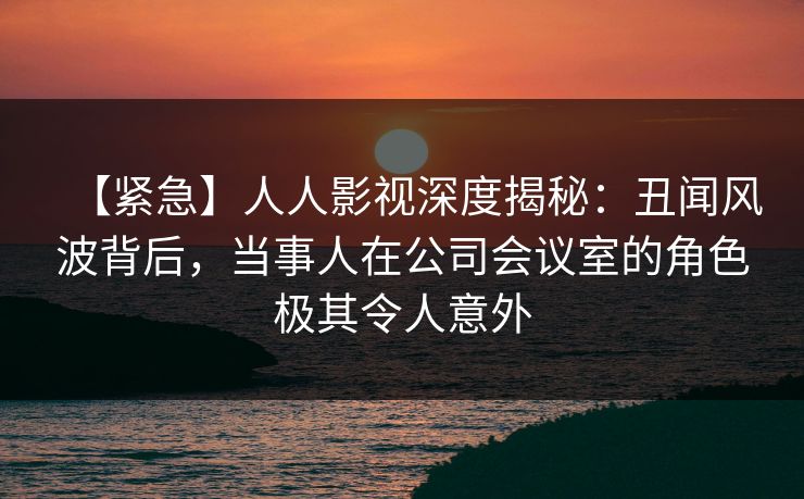 【紧急】人人影视深度揭秘：丑闻风波背后，当事人在公司会议室的角色极其令人意外