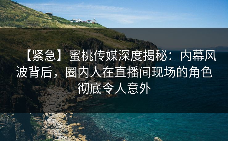 【紧急】蜜桃传媒深度揭秘：内幕风波背后，圈内人在直播间现场的角色彻底令人意外
